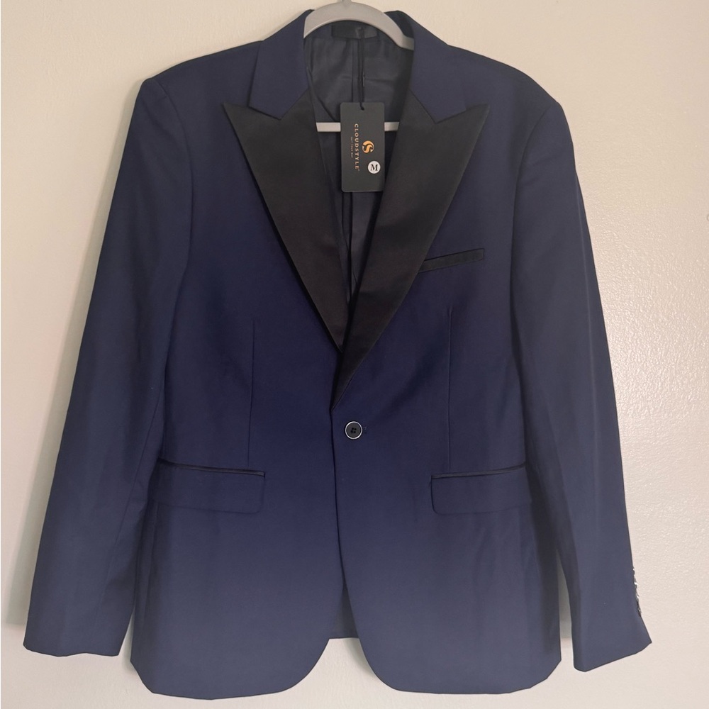 CLOUDSTYLE Men's Tuxedo Jacket / Blazer - Navy Blue - Size Medium (40)